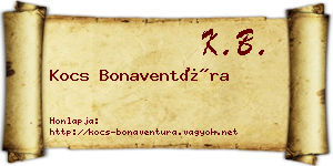Kocs Bonaventúra névjegykártya